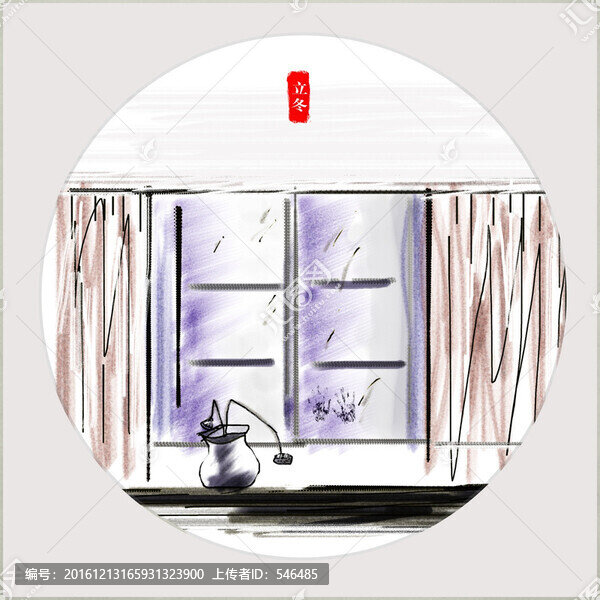 二十四節(jié)氣,立冬,手繪,合層