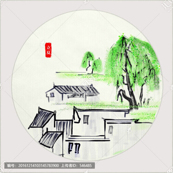 二十四節(jié)氣,立夏,手繪,合層