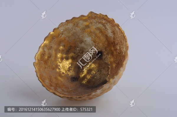 唐代琉璃,鎏金三足葵碗