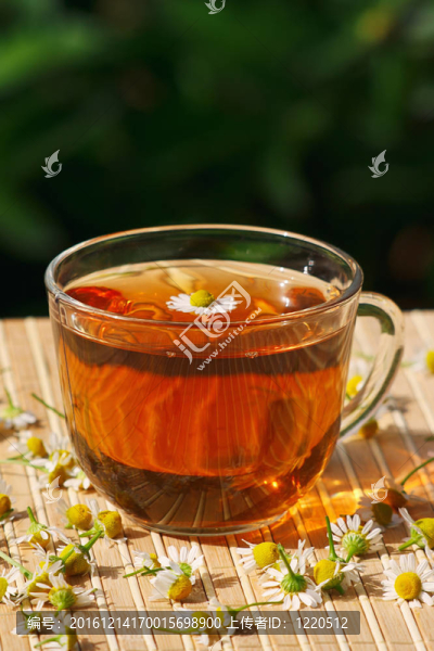 草藥茶和菊花靜物杯