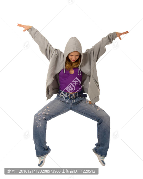 白色背景舞蹈中的年輕舞者