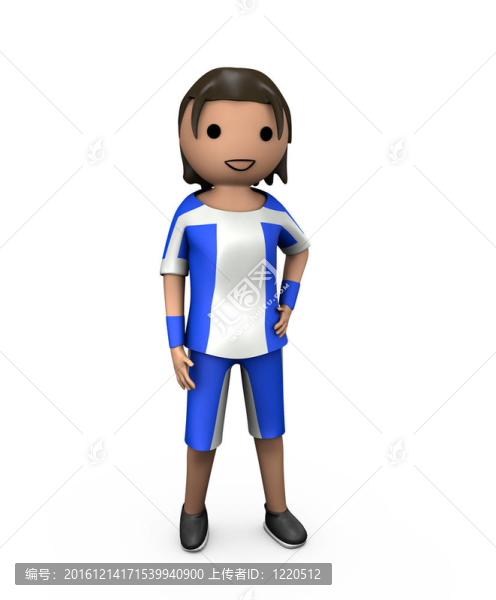 三維青年男子足球運動員