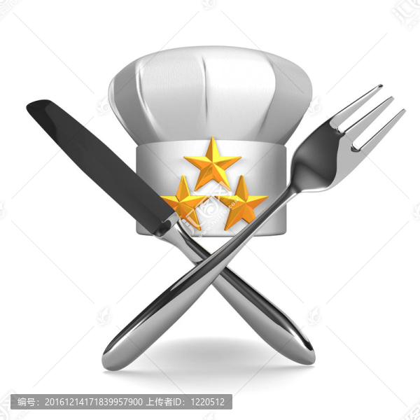 廚師的帽子與餐具前視圖