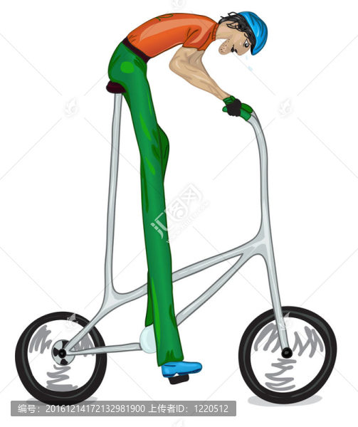 太高的自行車搞笑小品。彩色版