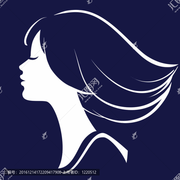 漂亮女孩臉部輪廓；插畫