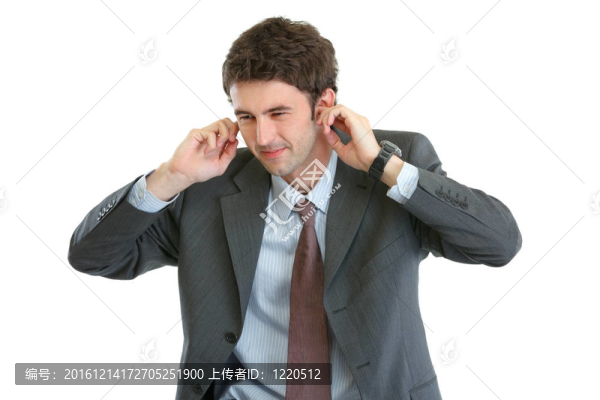 恐怖商人用手指收耳朵的肖像