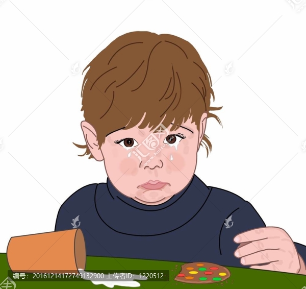 孩子為打翻的牛奶哭泣