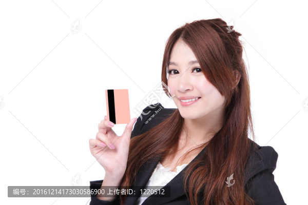 商業(yè)婦女快樂展示信用卡