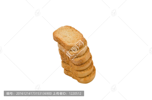 白色背景上的面包干