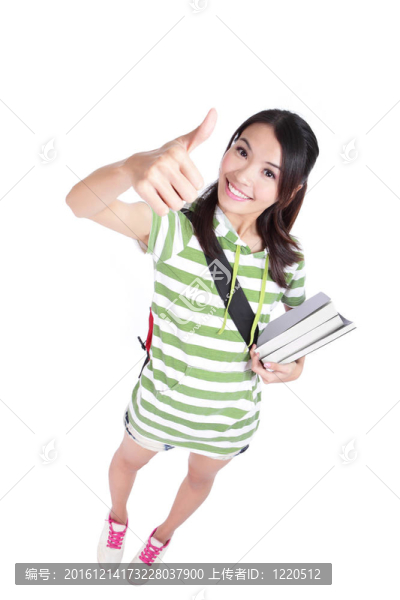 女生豎起大拇指手勢