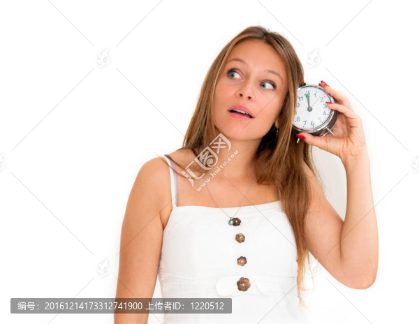 抱鬧鐘的女人