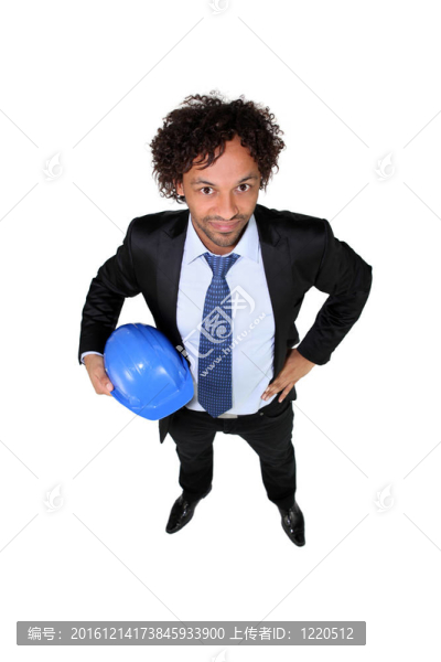 聰明的企業(yè)家持安全帽