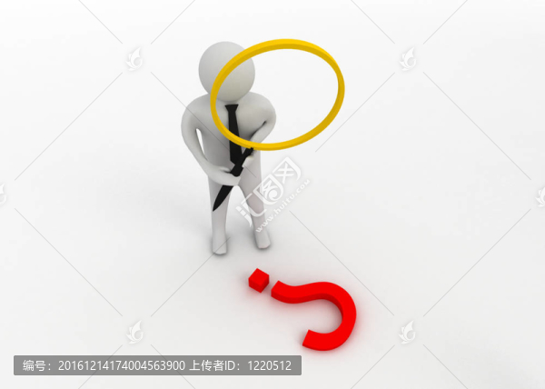 用放大鏡的三維人