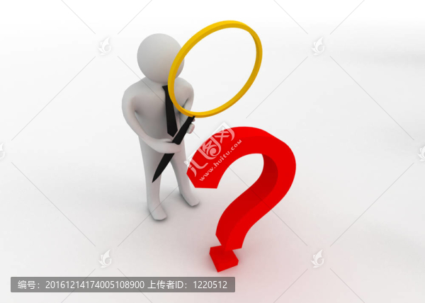 用放大鏡的三維人