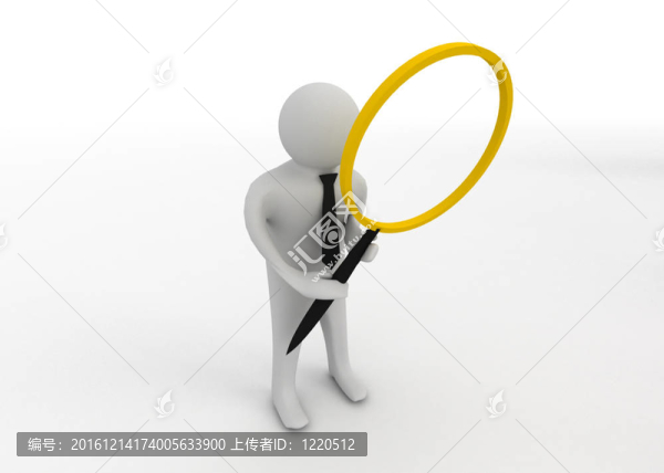 用放大鏡的三維人