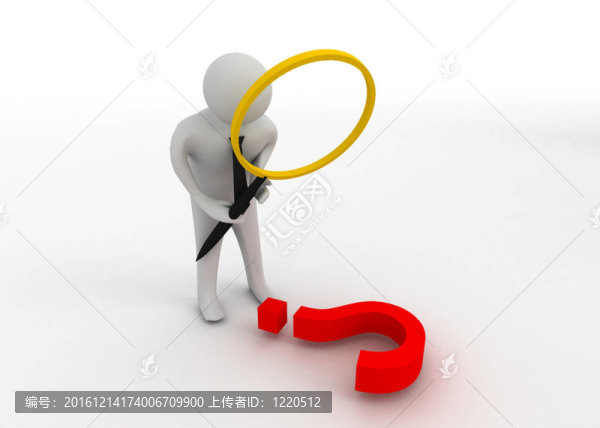 用放大鏡的三維人