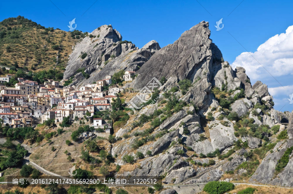 對castelmezzano全景。巴斯利卡塔大區(qū)。意大利.
