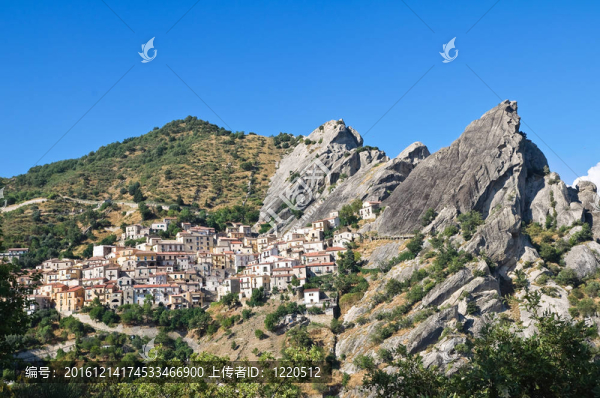 對castelmezzano全景。巴斯利卡塔大區(qū)。意大利.