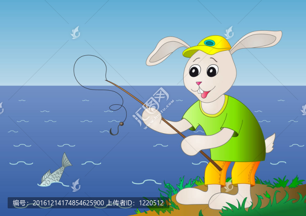 野兔捕魚；魚離開
