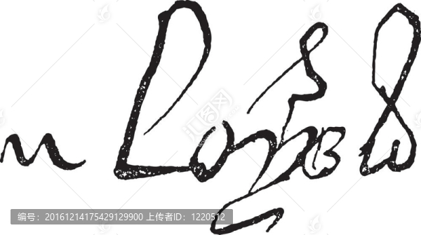 路易斯十一簽名；法國國王（1423-1483）；復(fù)古雕刻。