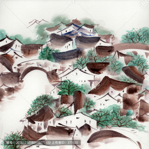江南水鄉(xiāng)水彩畫素材