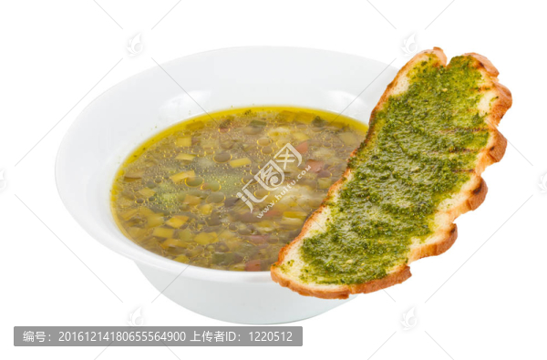 炸面包意大利蔬菜湯