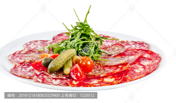 西紅柿什錦香腸；黃瓜和ruccola