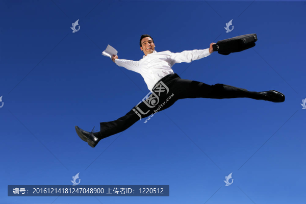 商人在空中跳躍