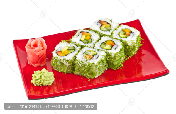 日本的素食卷蒔蘿和蔬菜