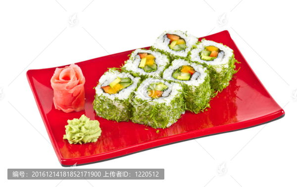 日本的素食卷蒔蘿和蔬菜