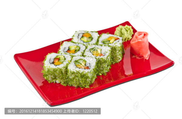 日本的素食卷蒔蘿和蔬菜