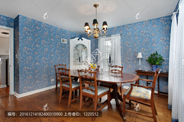 餐廳用藍(lán)色壁紙