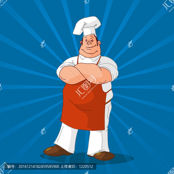 自信的Cook在藍色背景