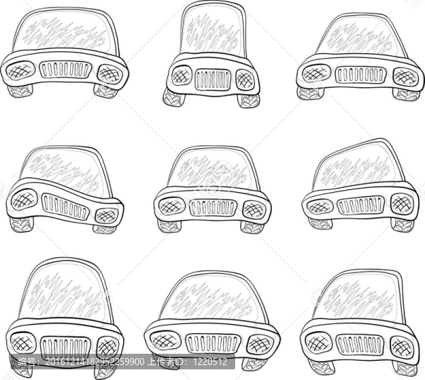 卡通；集合車；輪廓