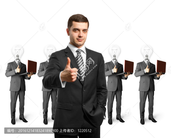 燈頭商務(wù)人士與筆記本電腦