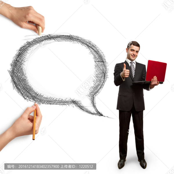 人的手與語言泡沫和人