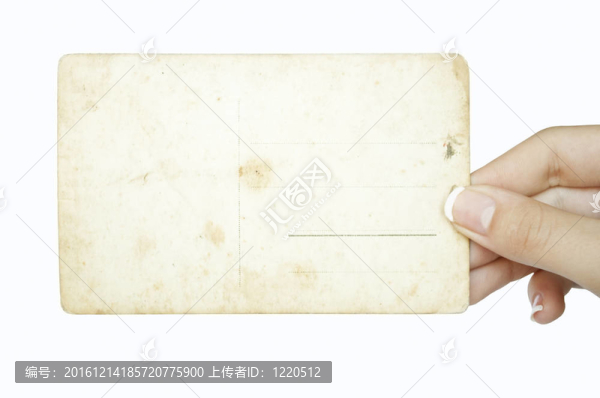 手拿著空垃圾的明信片