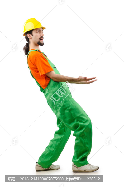 建筑工人孤立的白色