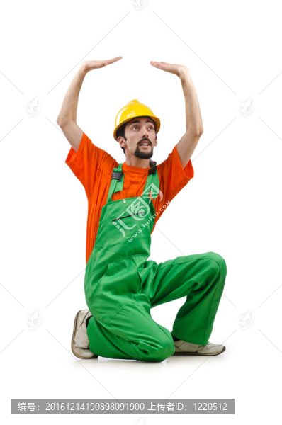 建筑工人孤立的白色