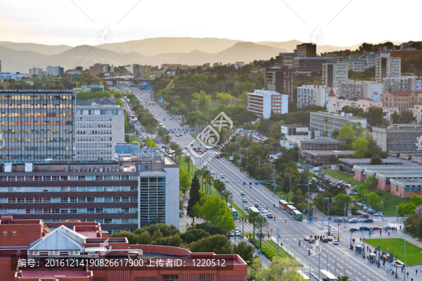 巴塞羅那pedralbes皇宮對(duì)角大街和花園