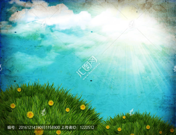 綠色的草和太陽(yáng)垃圾自然背景