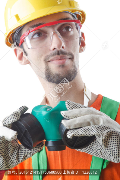建筑工人孤立的白色
