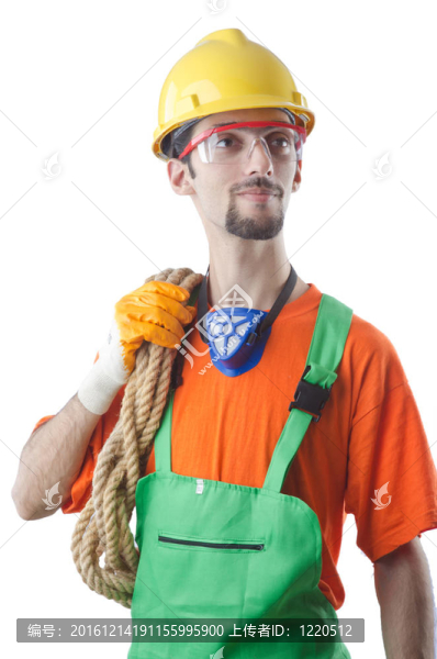 建筑工人孤立的白色