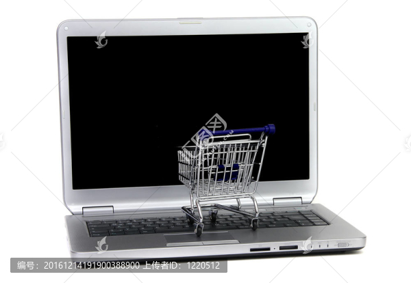 黑色筆記本電腦屏幕前的購物車