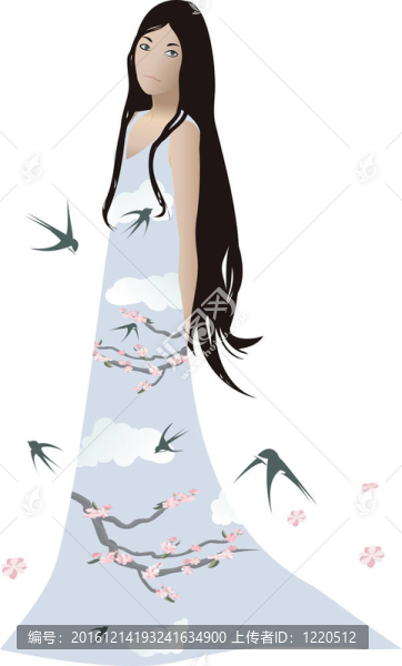 可愛連衣裙中的女性人物