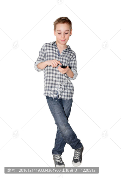 男孩與觸摸電話