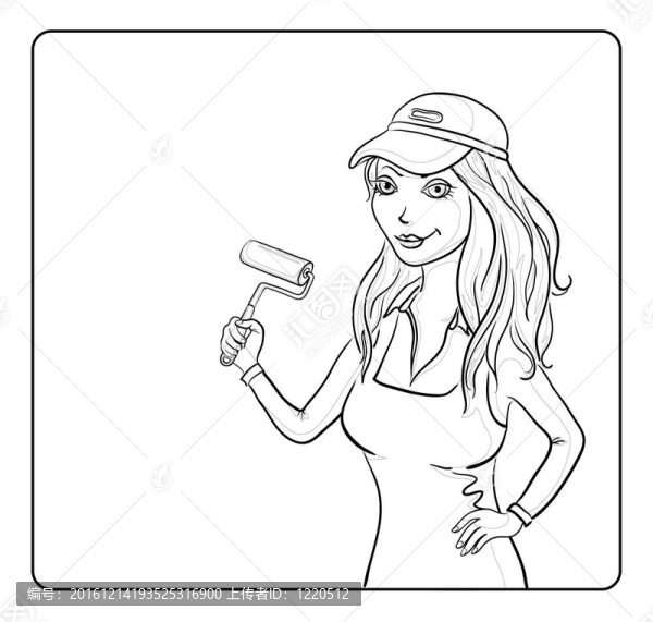 帶油漆輥的女畫家；輪廓