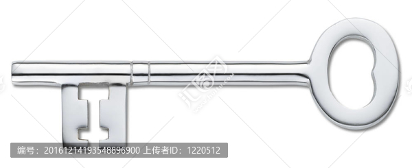 銀門鑰匙孤立在白色（剪輯路徑）