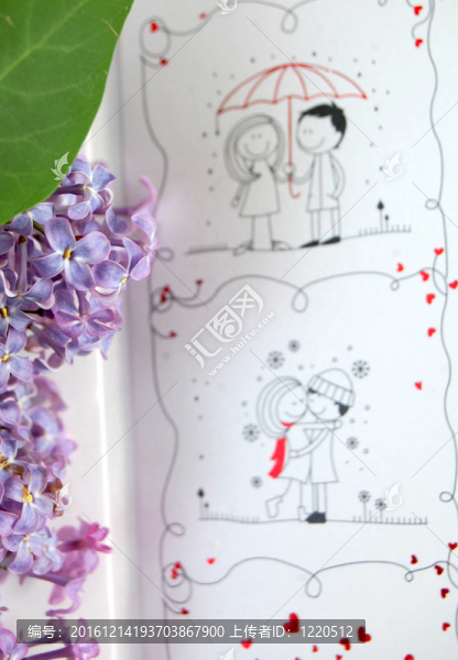 丁香花；紅色；在結(jié)婚證上