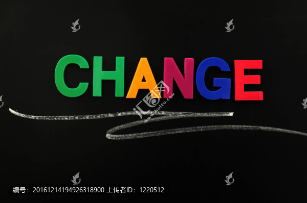 改變-由彩色信件制成的字